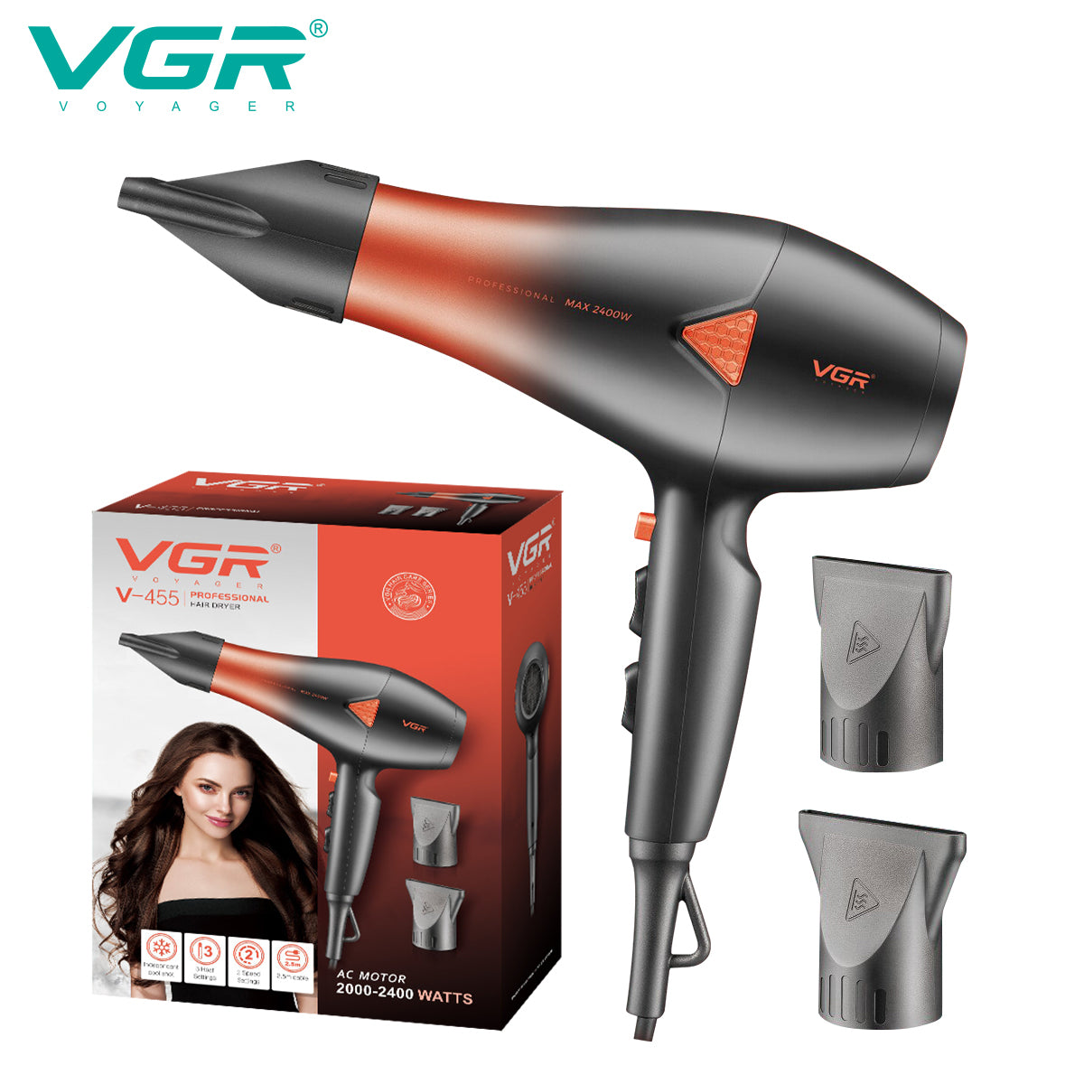 VGR Powerful Hair Dryer V-455