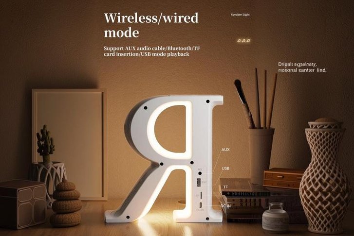 R-Shaped Bluetooth Speaker With 7-Color Mood Light