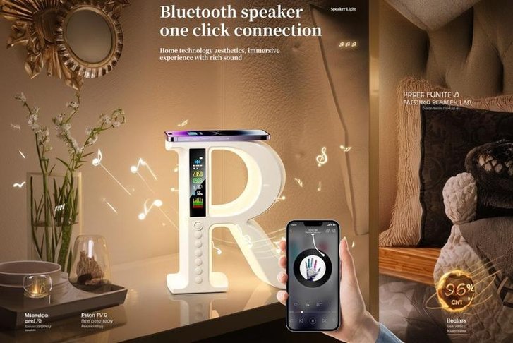 R-Shaped Bluetooth Speaker With 7-Color Mood Light