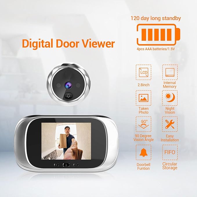 Night Vision Door Viewer Camera with 2.8” Screen