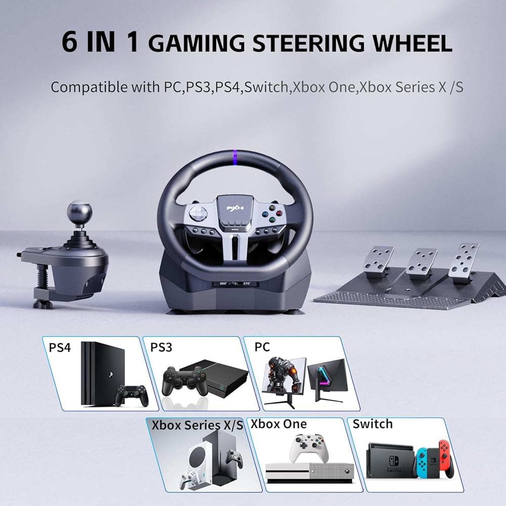 Racing Steering Wheel with 6+R Gear