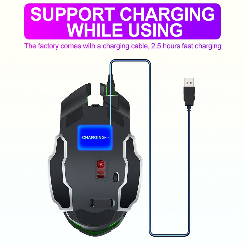 T-WOLF Q13 Rechargeable Gaming Mouse Silent