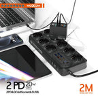 MOXOM 8-Socket Power Strip PD20W 2M MX-ST22