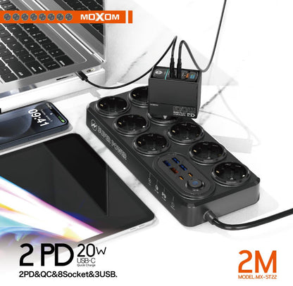 MOXOM 8-Socket Power Strip PD20W 2M MX-ST22