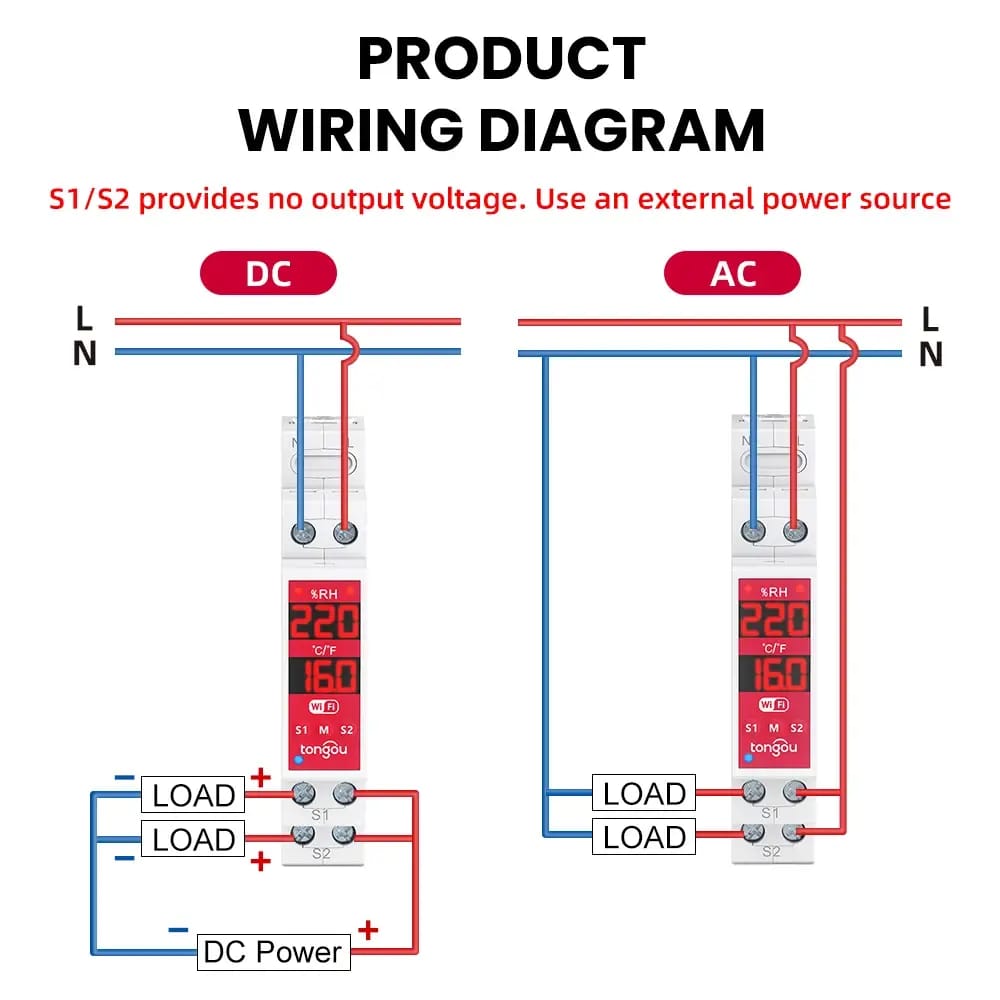 Wi-Fi Tuya Smart Life DIN Rail Temperature / Humidity Sensor TOVTH