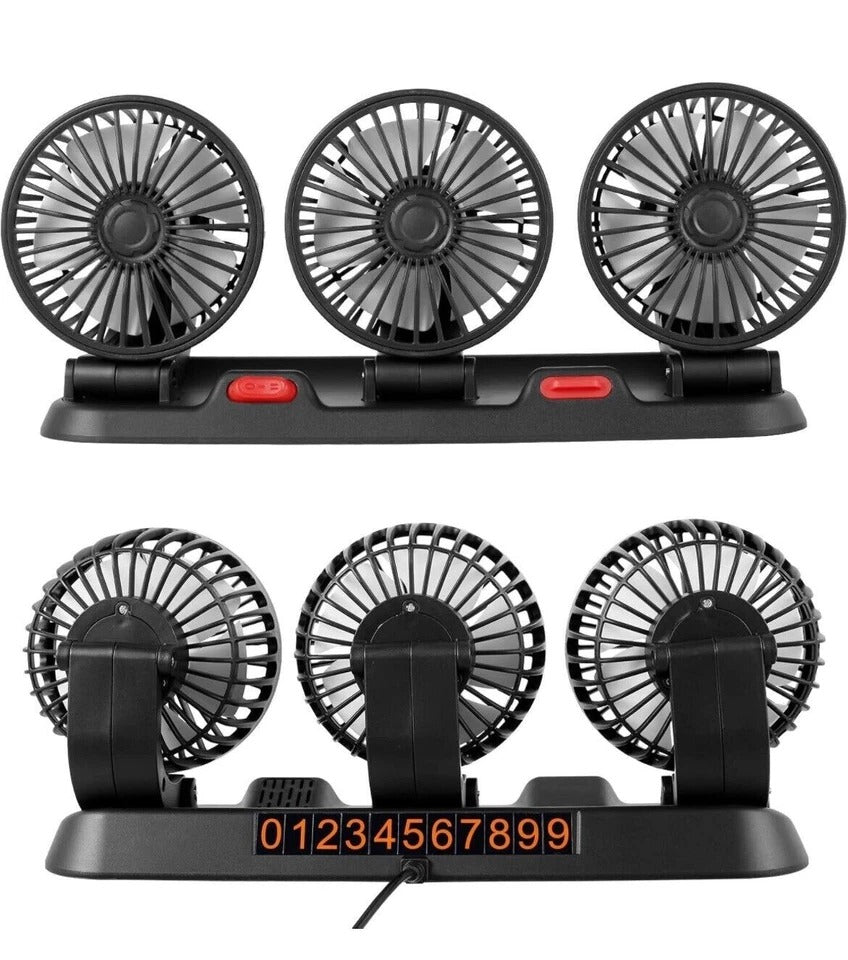 Rotatable Car Fan 3 Heads