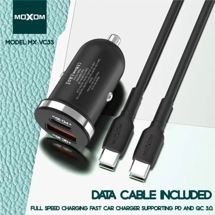MOXOM Dual Car Charger 30W MX-VC33 + Cable