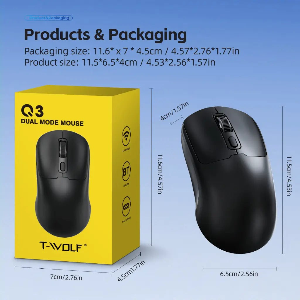 T-WOLF Q3 Dual-mode Wireless Rechargeable Bluetooth Mouse