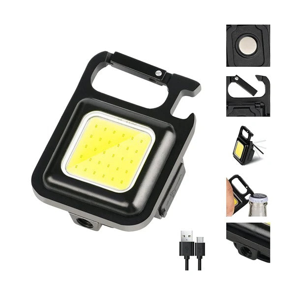 COB Rechargeable Keychain Light - Black