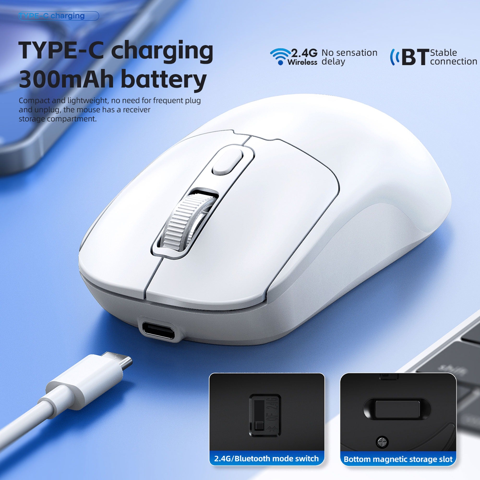 T-WOLF Q3 Dual-mode Wireless Rechargeable Bluetooth Mouse