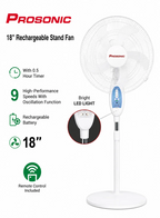 Prosonic 18" Rechargeable Stand Fan RSF-1803